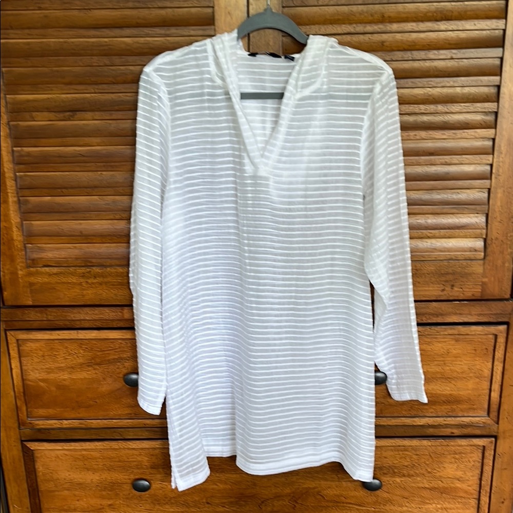 Lands' End White Relaxed Tunic swimsuit coverup